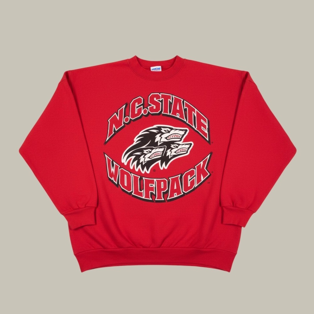 Vintage 90's Sport Attack NC State Wolfpack Sweatshirt Mens XL Red NCAA Crewneck